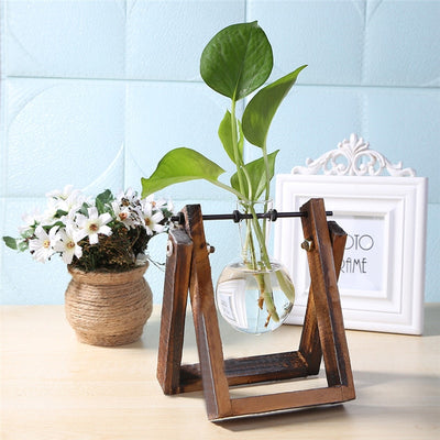 Glass Wood Planter Vase - Voila Finest