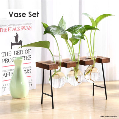 Glass Wood Planter Vase - Voila Finest