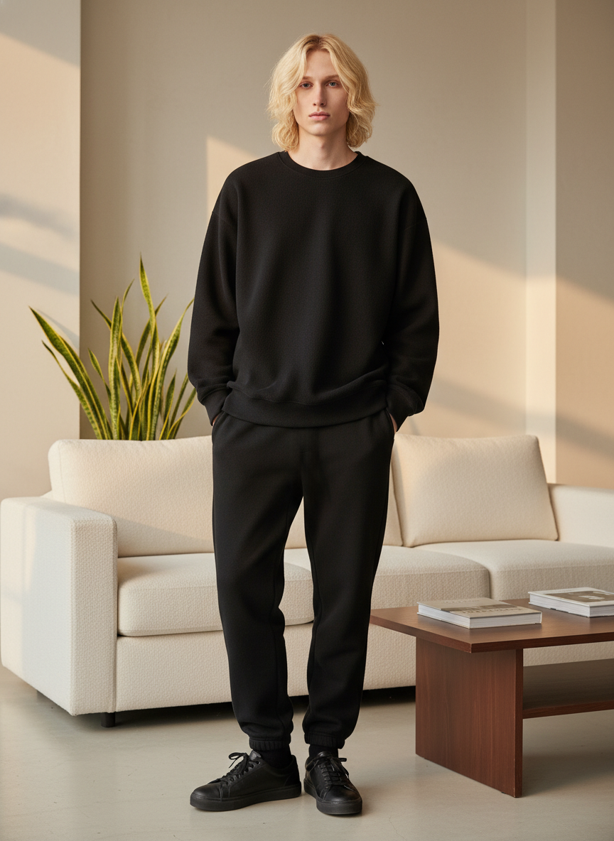 Premium Black Luxury Heavyweight Hoodie & Jogger Set – Winter Edition